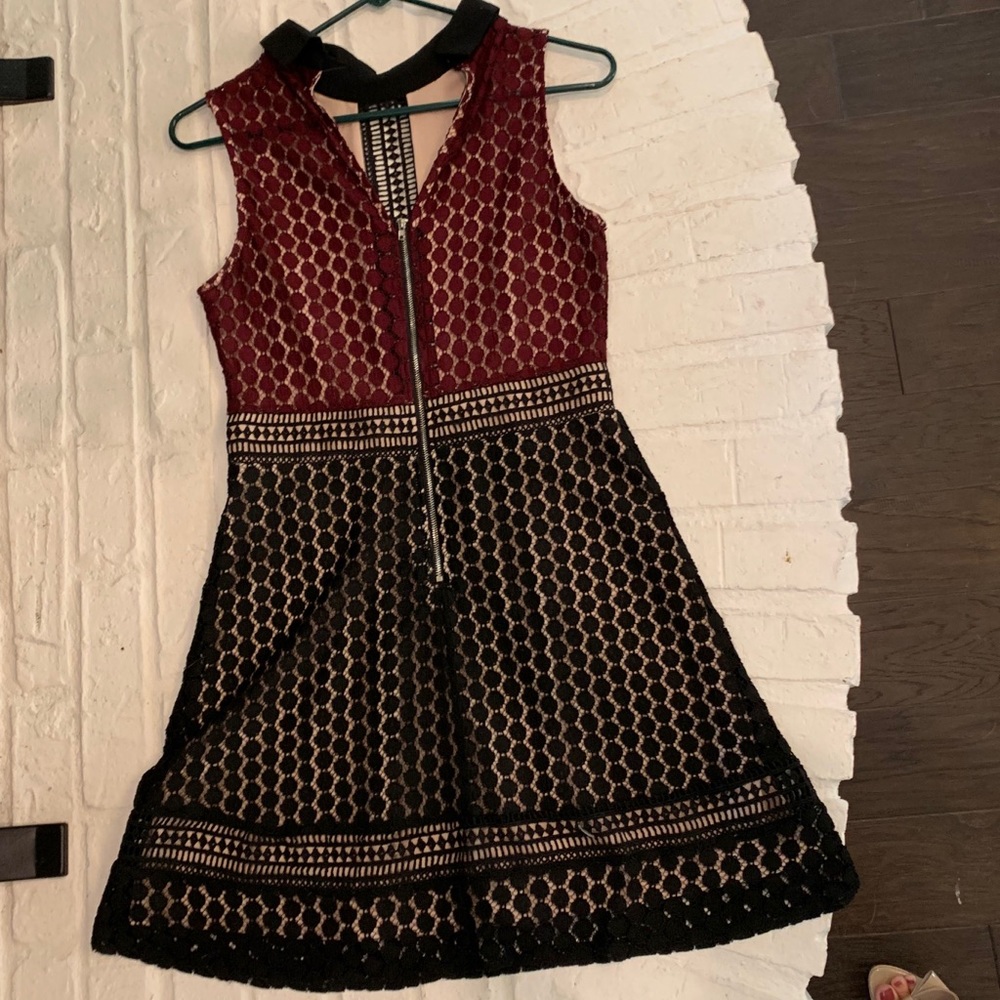 Maroon and Black Lace Dress